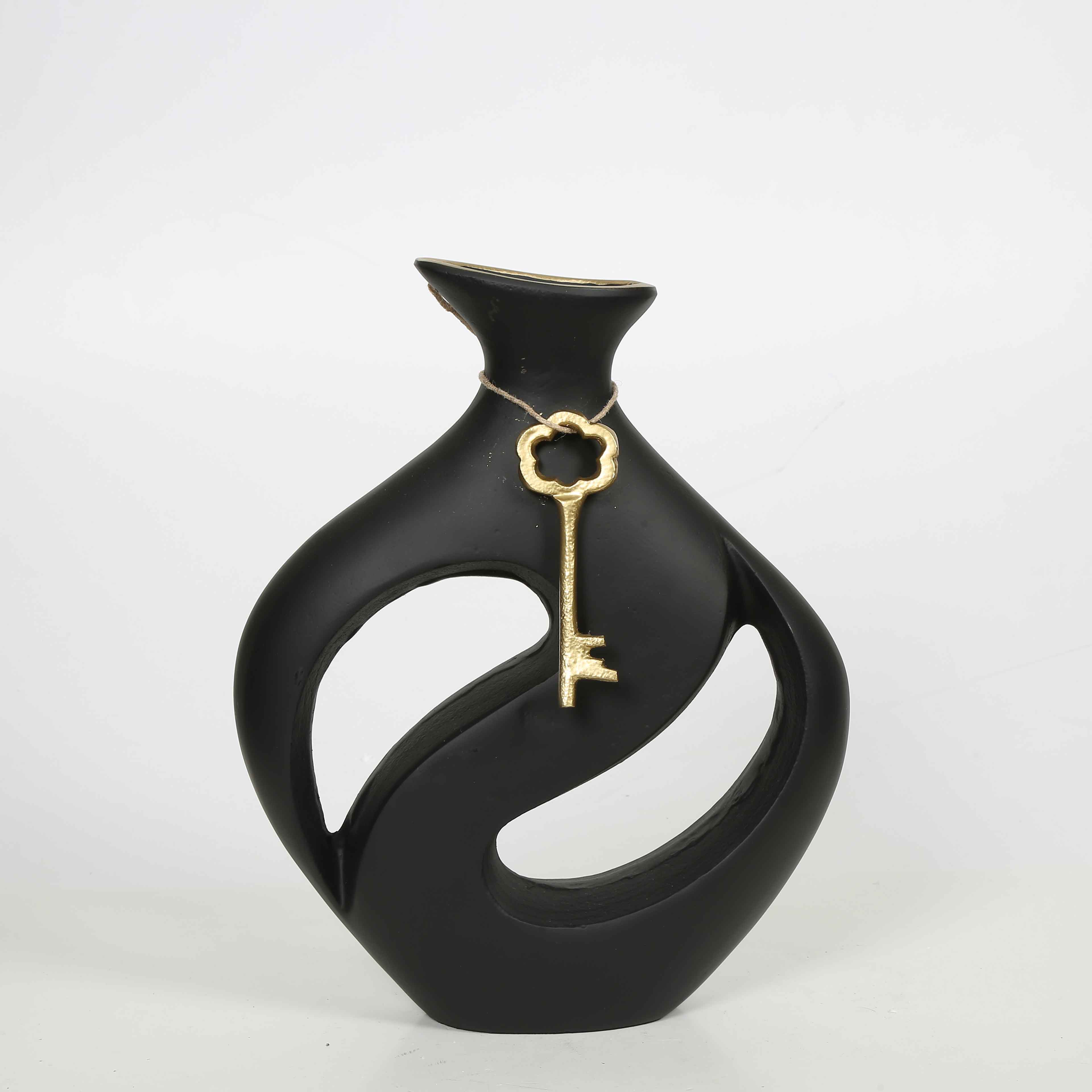 Metal Anahtar Siyah Damla Vazo  AK.IU0481